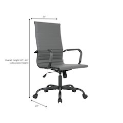 Harris Leather Home High-Back Office Chair in Grey With Black Frame