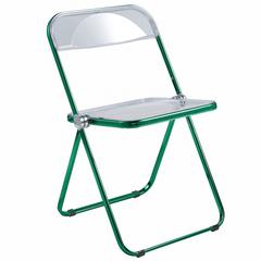 Lawrence Acrylic Folding Chair With Green Metal Frame