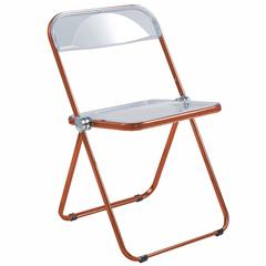 Lawrence Acrylic Folding Chair With Orange Metal Frame