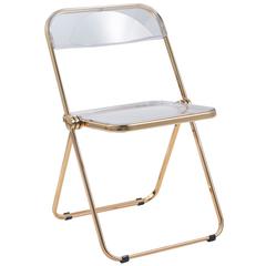 Lawrence Acrylic Folding Chair With Gold Metal Frame