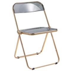 Lawrence Acrylic Folding Chair With Gold Metal Frame