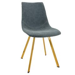 Markley Modern Leather Dining Chair With Gold Legs