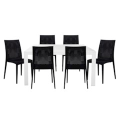 Mace 7-Piece Outdoor Dining Set with Rectangular Table and Stackable Chairs