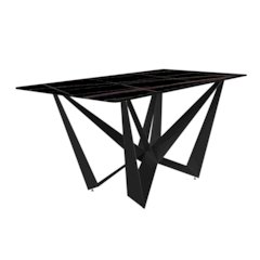 Modern Dining Table Black Base, With 55 Black/Gold Sintered Stone Top