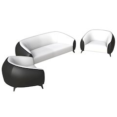 Opula Collection Sofa Set, 2 Single Seaters, and 3 seater In Black\White