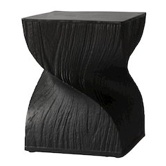 Onyx Collection Fiberglass Outdoor Side Table in Black