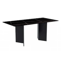 Dining Table Black Stainless Steel Base, With 55 Black/Gold Sintered Stone Top