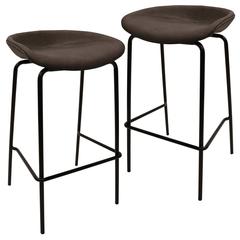 Barstool with Upholstered Faux Leather Seat and Powder Coated Iron Frame