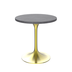 27 Round Dining Table, Brushed Gold Base with Sintered Stone Grey Top