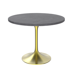 36 Round Dining Table, Brushed Gold Base with Sintered Stone Grey Top