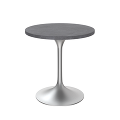 27 Round Dining Table, Brushed Chrome Base with Sintered Stone Grey Top