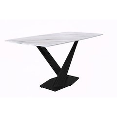 Voren Series Modern Dining Table Black Base, With 62 White Sintered Stone Top