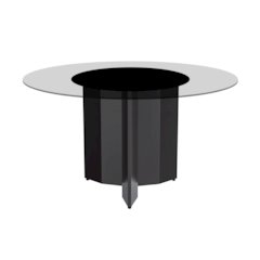 Zevro Series Round Dining Table Black Base with 71 Round Clear Glass Top