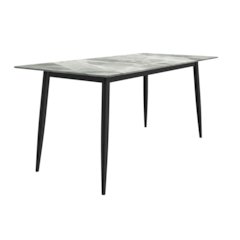 Modern Dining Table Black Base, With 55 Light Grey Sintered Stone Top