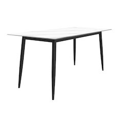 Zayle Series Modern Dining Table Black Base, With 55 White Sintered Stone Top