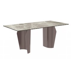 Dining Table Champagne Gold Stainless steel Base, With 62" Deep Grey