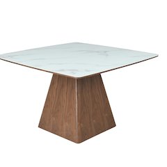 Modern Dining Wooden Square Dining Table Walnut With Marbled Top