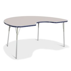 Jonti-Craft Berries Adult Height Prism Color Edge Kidney Table - Laminated Kidney-shaped, Navy Top - Four Leg Base - 4 Legs - Adjustable Height - 24" to 31" Adjustment - 72" Table Top Length x 48" Tab