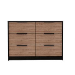 Kaia Four Drawer Double Dresser Black / Pine MDF