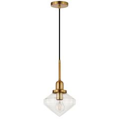 Zariza 8" Wide Pendant with Glass Shade in Brass/Clear