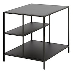 20" Modern Square End/Side Table, Nightstand with Staggered Open Display Shelves