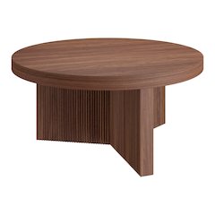Holm 32" Wide Round Coffee Table in Satin Walnut