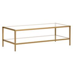 Hera 54'' Wide Rectangular Coffee Table in Antique Brass