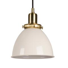 Madison 8" Wide Pendant with Metal Shade in Pearled White/Brass/Pearled White