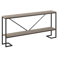 Phoebe 64" Wide Rectangular Console Table in Blackened Bronze/Antiqued Gray Oak