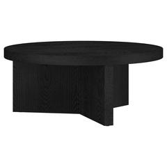 Holm 36" Wide Round Coffee Table in Black Grain