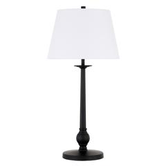 Wilmer 28" Tall Table Lamp with Fabric Shade in Blackened Bronze/White