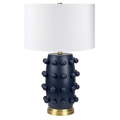 Farrington 26" Tall Ceramic Table Lamp with Fabric Shade in Matte Navy/White