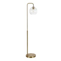 Harrison Arc Floor Lamp with Glass Shade in Brass/Clear