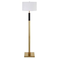 Teagan Two-Tone Floor Lamp with Fabric Shade in Brass/Black/White