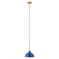 Mackenzie 10.75" Wide Pendant with Metal Shade in Blue/Brass/Blue