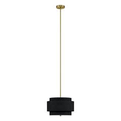 Solomon 16" Wide 2-Light Pendant with Tiered Fabric Shade in Brass/Black