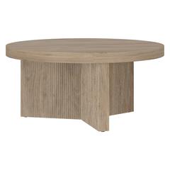 Holm 32" Wide Round Coffee Table in Antiqued Gray Oak