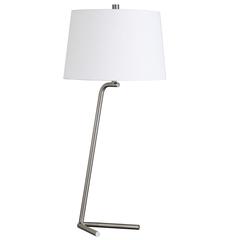 Markos 28.5" Tall Tilted Table Lamp with Fabric Shade in Brushed Nickel/White