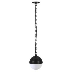 Aurora 9" Wide Pendant with Glass Shade in Blackened Bronze/White Milk