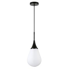 Ambrose 7.63" Wide Pendant with Glass Shade in Blackened Bronze/White Milk