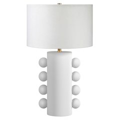 Jurrah 27" Tall Ceramic Table Lamp with Fabric Shade in Matte White/White