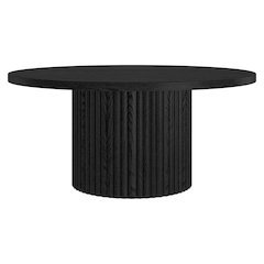Rollan 32" Wide Round Coffee Table in Black Grain