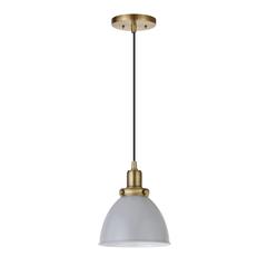 Madison 8" Wide Pendant with Metal Shade in Cool Gray/Brass/Cool Gray