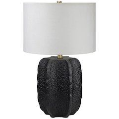 Turbida 24" Tall Table Lamp with Fabric Shade in Matte Black/Brass/White