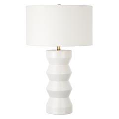 Carlin 28" Tall Ceramic Table Lamp with Fabric Shade in Matte White/White