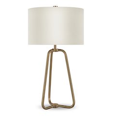 25" Mid-Century Modern 1-Light Table Lamp with White Fabric Drum Shade, Gold