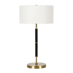 Simone 25" Tall 2-Light Table Lamp with Fabric Shade in Black/Brass/White