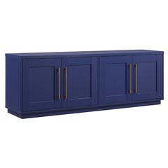 TV Stand for TVs up to 75" with 2 Concealed Storage Cabinets, Dark Blue