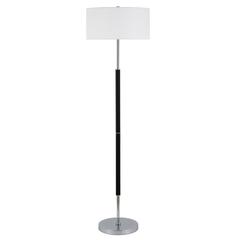 Simone 2-Light Floor Lamp with Fabric Shade in Matte Black/Polished Nickel/White