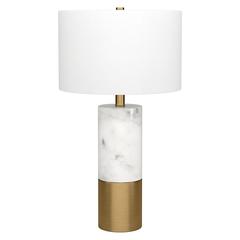 Liana 24" Tall Table Lamp with Fabric Shade in Marble/Brass/White